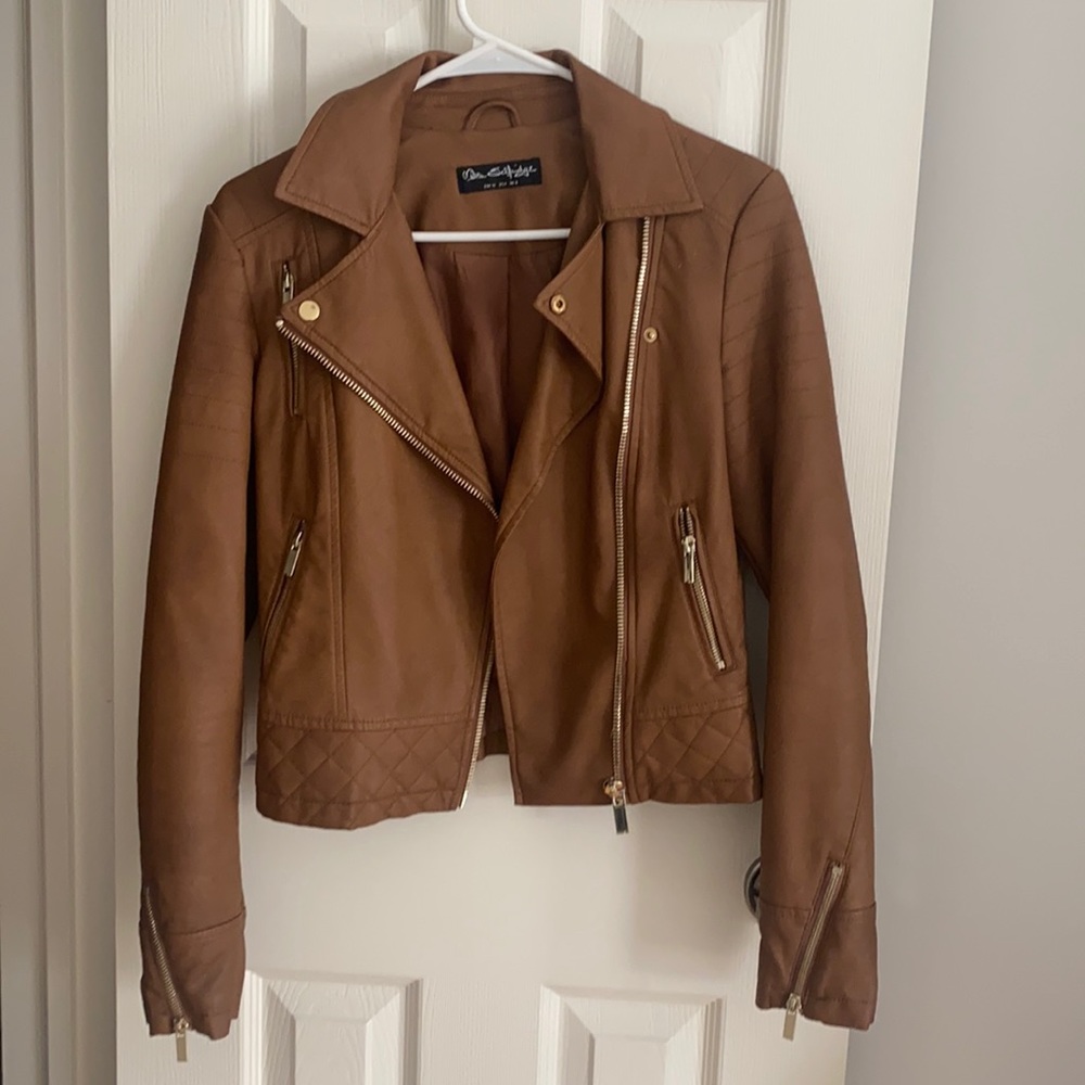 Miss Selfridge brown leather jacket